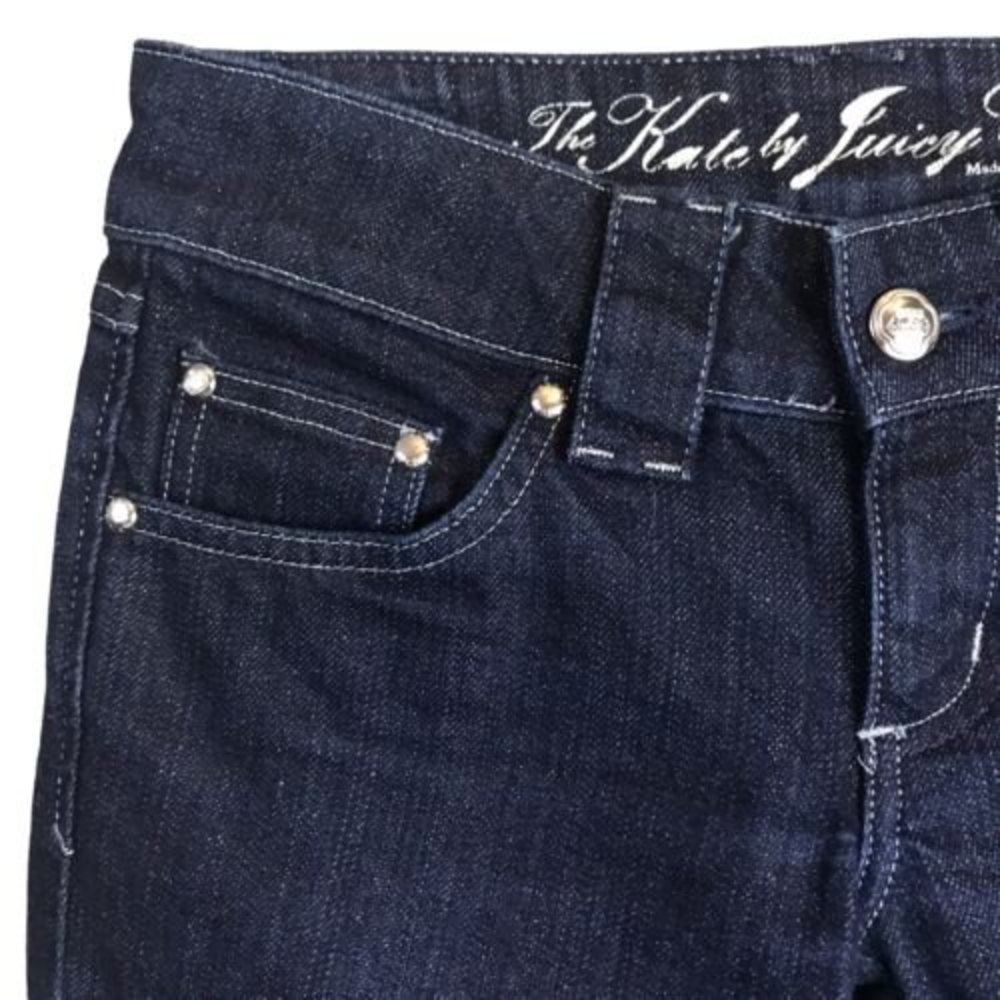 The Kate by Juicy Couture Jeans Dark Blue Pants Sz 24 Silver Denim 28 X 34 Y2K - Picture 4 of 12